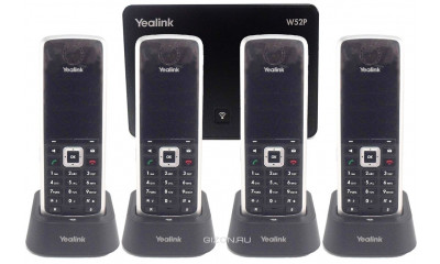 Yealink W52P-W52H — база x 1, трубка x 4 — Комплект беспроводной DECT SIP-телефон с радиотрубкой