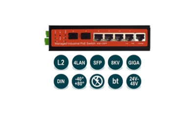 WI-PMS306GF-I Промышленный управляемый L2 коммутатор 4 PoE 1000Base-T + 2 SFP