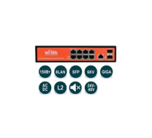 WI-PMS310GF-Alien, Коммутатор управляемый L2 MIX PoE 24/48В 150Вт, порты 8 PoE GE + 2SFP