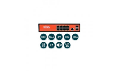 WI-PMS310GF-Alien, Коммутатор управляемый L2 MIX PoE 24/48В 150Вт, порты 8 PoE GE + 2SFP