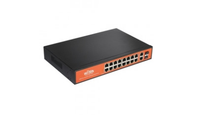 WI-PMS320GF, Коммутатор управляемый L2 PoE 350Вт, порты 16 PoE GE + 2 Combo GE/SFP