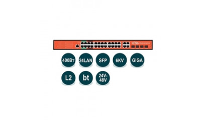 WI-PMS328GF-Alien, Коммутатор управляемый L2 MIX PoE 24/48В 400Вт, порты 24 PoE GE + 4 Combo GE/SFP