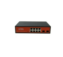 WI-PS310GF, Коммутатор неуправляемый PoE 150Вт, порты 8 PoE GE + 2SFP, режим VLAN